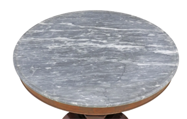 FRENCH LOUIS PHILIPPE MARBLE TOP MAHOGANY GUERIDON TABLE
